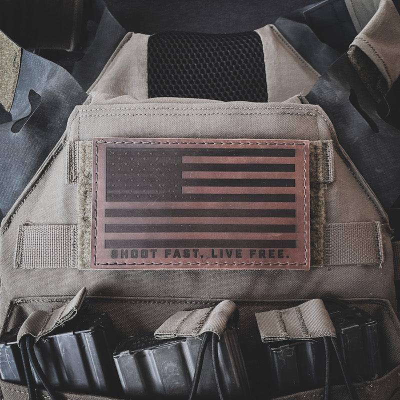 backpack flag holder leather Leather Flag Patch